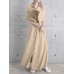 Solid Drawstring Waist Pocket Button Front Maxi Cargo Dress