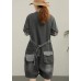 Plus Size Grey Button Casual Summer Outfits shorts