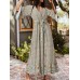 Bohemian Floral Print Belt Ruffle Sleeve Maxi Dress