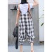 fashion women casual cotton plaid jumpsuit pants plus size cartoon print strap pants