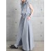 Solid Drawstring Waist Pocket Button Front Maxi Cargo Dress