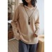 Women beige knit tops fall fashion hooded baggy knitted top