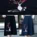 Women navy Cotton embroidery clothes Indian Sewing A line skirts oversized Summer skirt