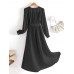 Solid Long Sleeve A  line Wrap V  neck Casual Dress