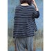 Women gray striped clothes For Women low high design trendy plus size o neck knit sweat tops