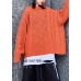 Aesthetic o neck orange knitwear casual winter knit blouse