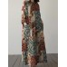 Allover Flower Print Pocket Crew Neck Vintage Dress