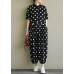 2019 Fine black dotted lapel half sleeve jumpsuit pants