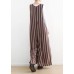 Women pink striped cotton pants sleeveless Dresses jumpsuit pants