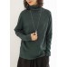 Pullover blackish green knit sweat tops casual high neck knitted pullover