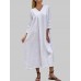 Solid Color V  neck Long Sleeves Casual Dress For Women