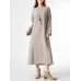 Solid Slit Hem Long Sleeve Crew Neck Vintage Dress