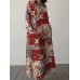 Allover Flower Print Pocket Crew Neck Vintage Dress