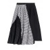 Women's summer mid-length a-line skirt high waist fashion black stitching chiffon plaid skirt